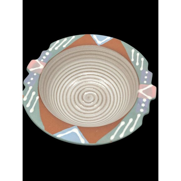 Handcrafted Terracotta Pottery Bowl Signed By Dana With Southwestern Tribal Desi - Picture 5 of 9